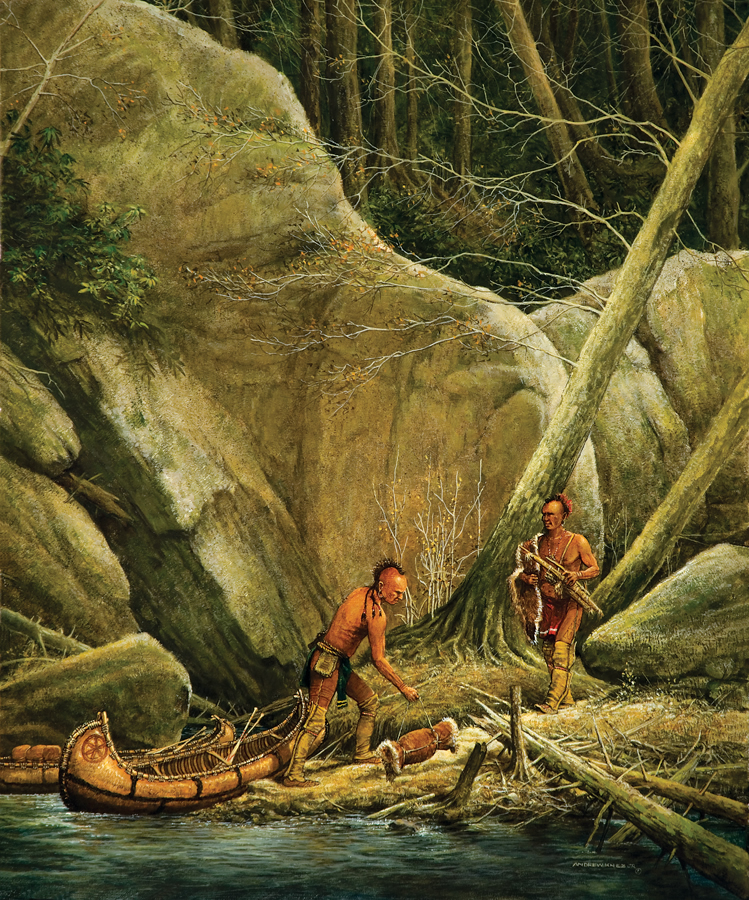 WOODLAND INDIANS BREAKING CAMP